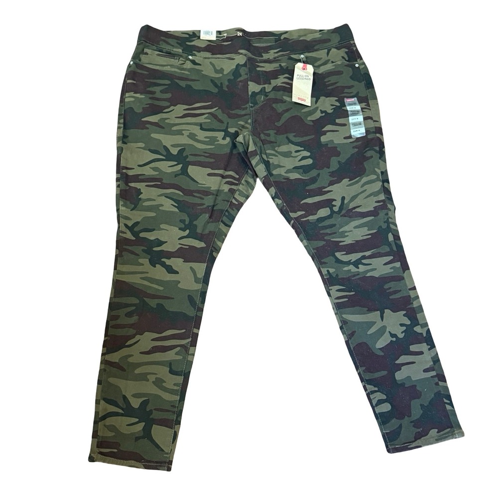 Levis Womens Camo Pull-On Leggings Green Brown Camouflage 24W M 23643-0017 NEW